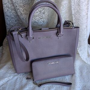 Michael Kors Lavender Sutton Satchel and Wallet